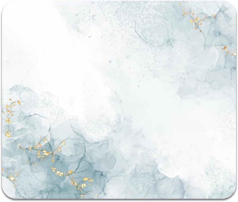 FROGIGO Square Mouse Pad with Stitched Edge, Premium Mousepad Washable Cloth. Computer Mouse Pad with Non-Slip Rubber Base, Mouse Pads for Computers Laptop Mouse 9.25x7.75x0.12 inch-Cyan Marble - Image 2